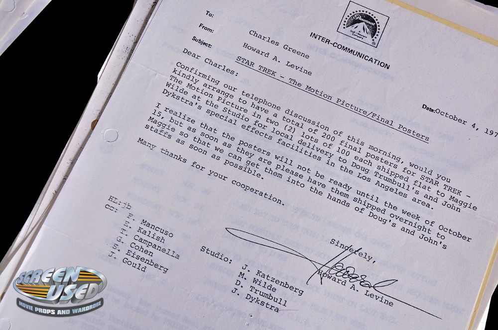 Original inter-office production documents from Star Trek: The Motion ...