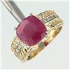 Image 1 : 3.0 Ctw. Ruby & Diamond Ring - 10ky Gold