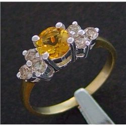 1.50 Ctw Genuine Diamond & Citrine Ring In 10ky Gold