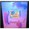 Image 1 : "Flag W/ Hearts" Peter Max Original Mixed Media