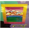 Image 1 : "Umbrella Man W/ Rainbow Sky" Peter Max Original Mixed Media