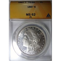 1887 MORGAN DOLLAR ANACS MS62 PL EST. $75-$85