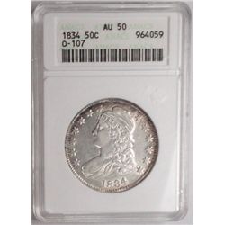 1834  Bust half $ ANACS50