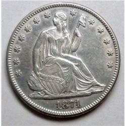 1871  Seated half $  AU53