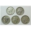 Image 1 : 5 scarce D Mint Mercury Dimes