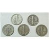 Image 2 : 5 scarce D Mint Mercury Dimes