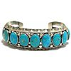 Image 1 : Old Pawn Valley Blue Turquoise Sterling Silver Large Cuff Bracelet