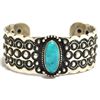 Image 1 : Old Pawn Navajo Candelaria Turquoise Sterling Silver Cuff Bracelet - Herman Smith