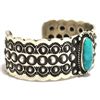 Image 2 : Old Pawn Navajo Candelaria Turquoise Sterling Silver Cuff Bracelet - Herman Smith