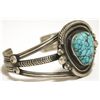 Image 2 : Old Pawn Navajo Spider Web Kingman Turquoise Sterling Silver Cuff Bracelet - Wallace Yazzie, Jr.