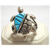Image 1 : Old Pawn Navajo Turquoise Sterling Silver Turtle Men's Ring