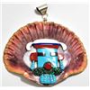 Image 2 : Old Pawn Zuni Multi-Stone Figure over Shell Pendant - Beverly Etsate