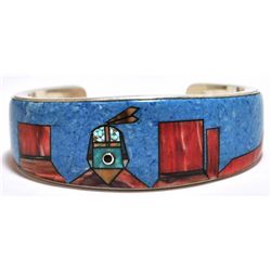 Old Pawn Navajo Multi-Stone Inlay Sterling Silver Cuff Bracelet - Francis