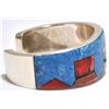 Image 3 : Old Pawn Navajo Multi-Stone Inlay Sterling Silver Cuff Bracelet - Francis