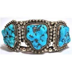 Old Pawn Sleeping Beauty Turquoise Sterling Silver Cuff Bracelet - MM