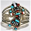 Image 1 : Old Pawn Multi-Stone Rainbow Kachina Sterling Silver Cuff Bracelet - Mike Platero