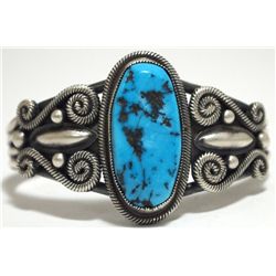 Old Pawn Navajo Sleeping Beauty Turquoise Sterling Silver Cuff Bracelet - Sean M?