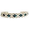 Image 1 : Navajo Spider Web Kingman Turquoise Inlay Sterling Silver Cuff Bracelet - Samuel Manygoats