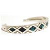 Image 2 : Navajo Spider Web Kingman Turquoise Inlay Sterling Silver Cuff Bracelet - Samuel Manygoats