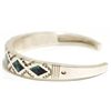Image 3 : Navajo Spider Web Kingman Turquoise Inlay Sterling Silver Cuff Bracelet - Samuel Manygoats