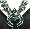 Image 2 : Old Pawn Zuni Turquoise Sterling Silver Squash Blossom Necklace & Earrings Set - ME