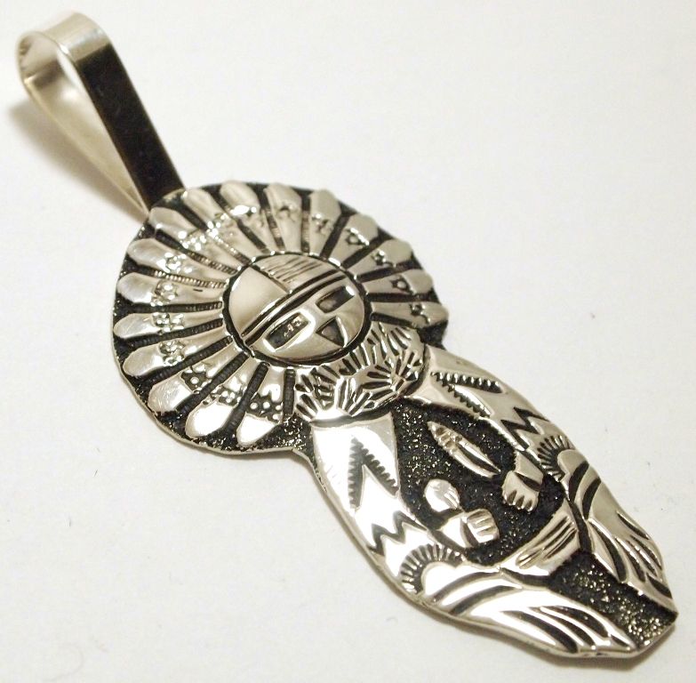 Navajo Sterling Silver Sun Face Kachina Pendant - Richard Singer