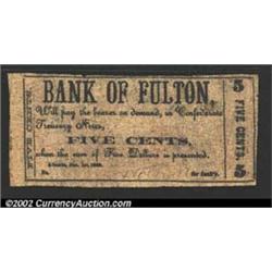 1863 5¢ Bank of Fulton, Atlanta, GA, Fine+...