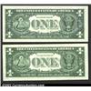 Image 2 : A pair of 1963-B $1 Federal Reserve Notes,...