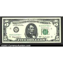 1963 $5 Federal Reserve Note, Fr-1967-K*,...