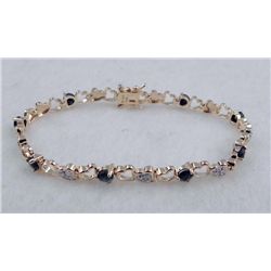 STERLING / GOLD BLACK SAPPPHIRE HEART BRACELET 4.7 CTW