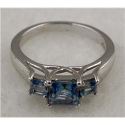 PLATINUM STERLING RING LONDON BLUE TOPAZ 1.24 CTW