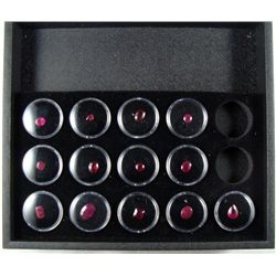 Tray of 13 Ruby Gemstones Totaling 34.21 Carats