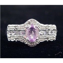 14K WHITE GOLD DIAMOND AMETHYST TANZANITE RING 1.85 CTW