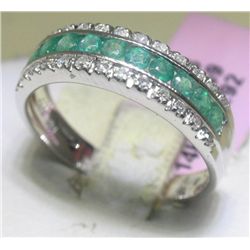 .59 Carat Emerald and .16 Carat Diamonds 14K WG Ring