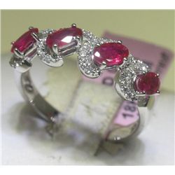 1.03 CT Ruby and .22 CT Diamonds 18K White Gold Ring