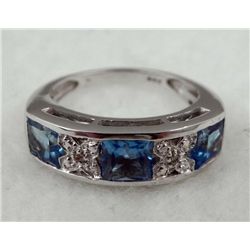 STERLING PLATINUM LONDON BLUE TOPAZ RING 1.20 CTW