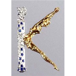 Erte Alphabet Pin Original Circle Gallery Letter K