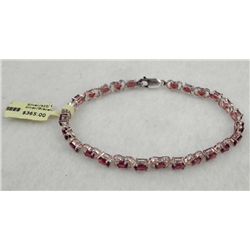 STERLING / GOLD GARNET BRACELET 6.4 CTW