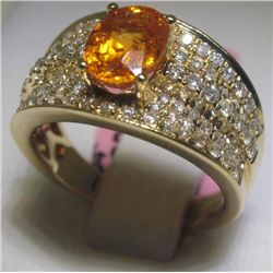 Garnet and 90 Diamonds 18K Yellow Gold Ring H. Emperor