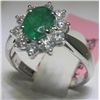 Emerald and 10 Diamonds 18K White Gold Ring H. Emperor