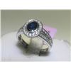 Blue Sapphire & 49 Diamonds 14K White Gold Ring
