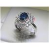 Blue Sapphire 42 Diamonds 14K White Gold Ring H Emperor