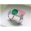 Emerald and 12 Diamonds 18K White Gold Ring