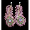 Lovely Swarovski Crystal Peacock Style Feather Peirced