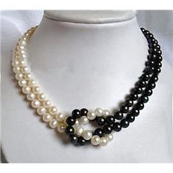 Lovely Multistrand 7-8mm White & Black Akoya Cultured P