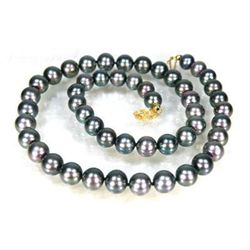 19in 7mm PEACOCK GREEN AKOYA PEARLS NECKLACE