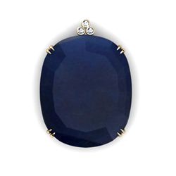 Sapphire Oval 132.53ctw Diamond Pendant 14k W/Y Gold