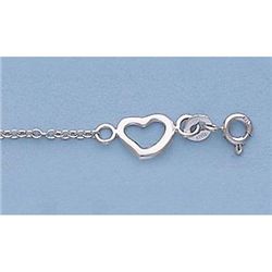 Pure Gold 7" 14k Gold-White Oval Link Floating Heart