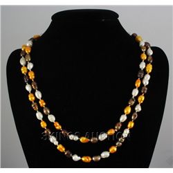 450.21 CTW LONGSTRAND FRESHWATER PEARL 23" WHITE-BROWN-