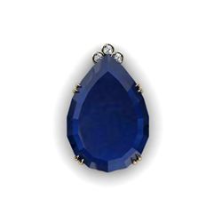 Sapphire Pear 108.78ctw Diamond Pendant 14k W/Y Gold